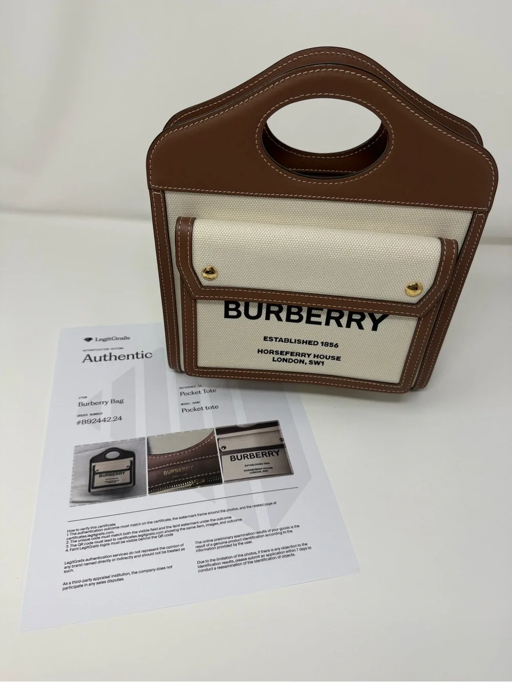Burberry Mini Two-Tone Canvas and Leather Pocket Bag - Cream and Brown